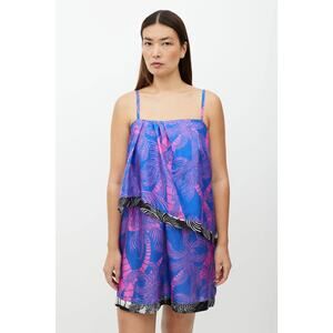 Dries Van Noten Palm Tree Pattern Dress - Xs Blue & Pink